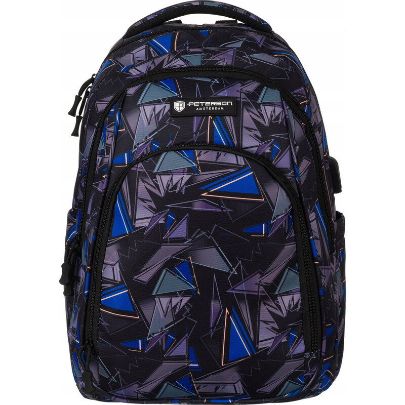 Peterson Čierno-modrý školský batoh s USB portom PTN 77711-6654 PRT-6 58177193
