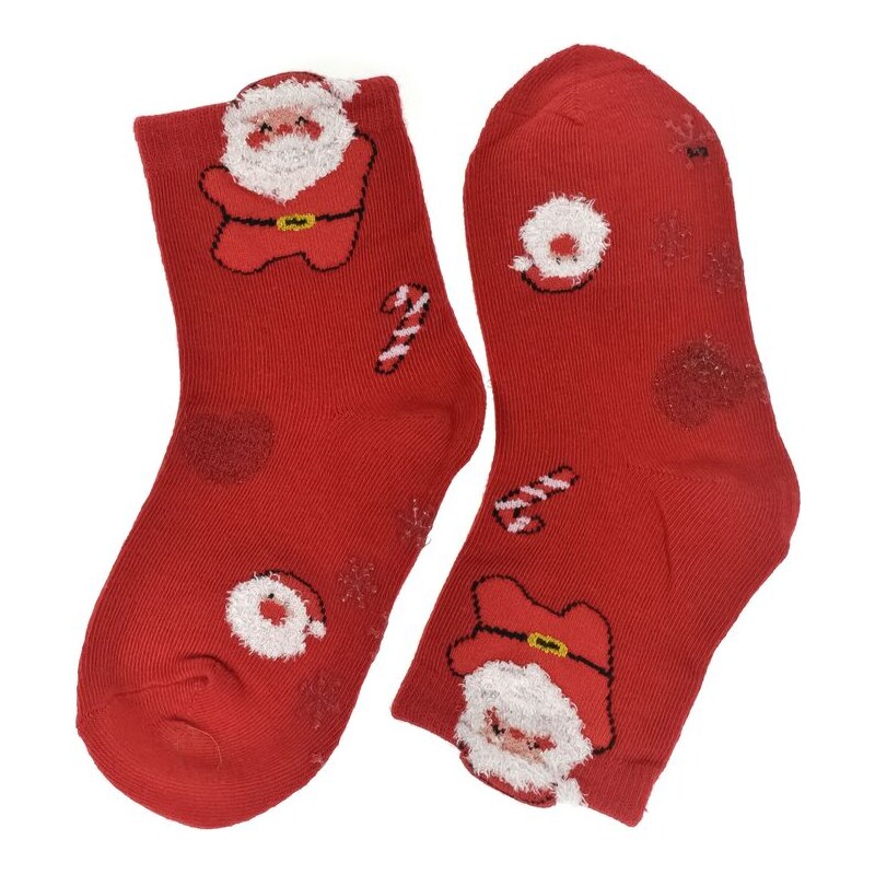 AURA.VIA Detské červené vianočné ponožky SantaCandy 0-2Y 60501291