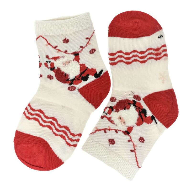 AURA.VIA Detské biele vianočné ponožky Santas Joy 0-2Y 60501289