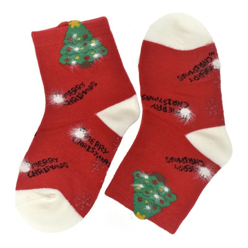 AURA.VIA Detské červené vianočné ponožky MerryTree 0-2Y 60501290