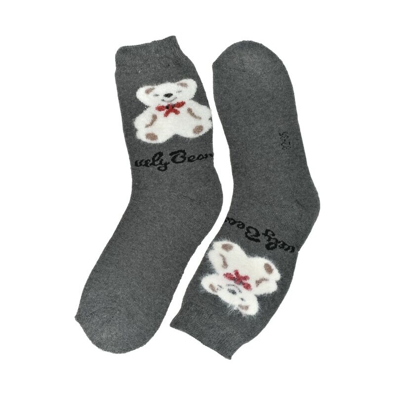 AURA.VIA Detské bavlnené sivé ponožky BEAR 24-35 60501317