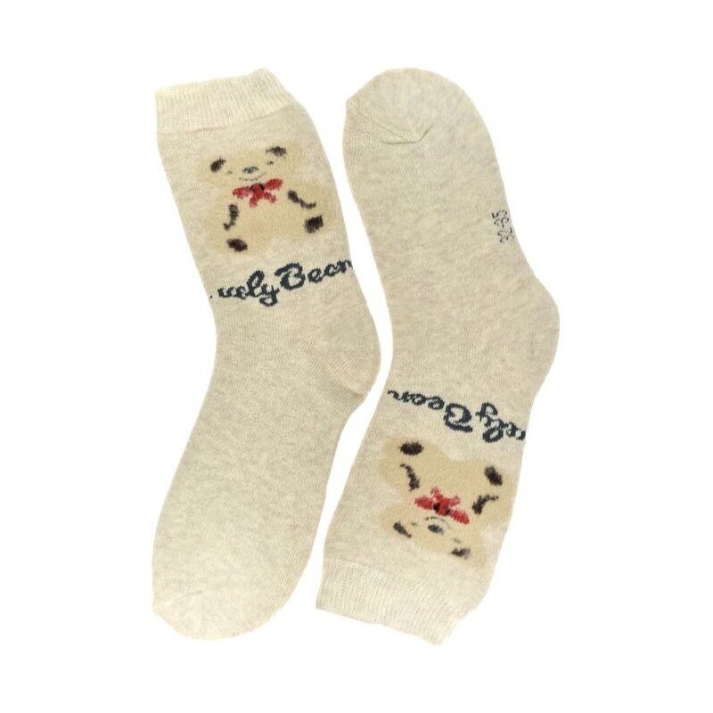 AURA.VIA Detské bavlnené béžové ponožky BEAR 24-35 60501318