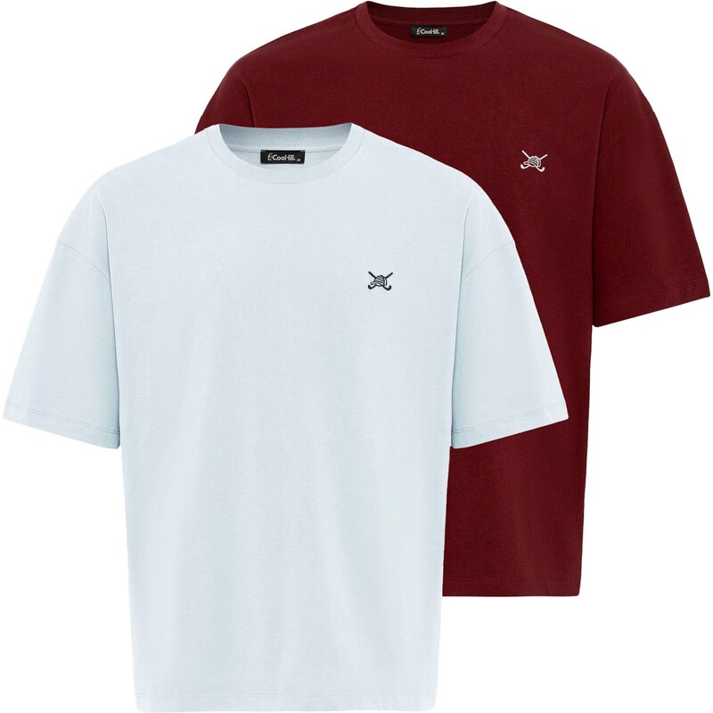 Cool Hill Tričko pastelovo modrá / bordová / tmavočervená / čierna 60683097