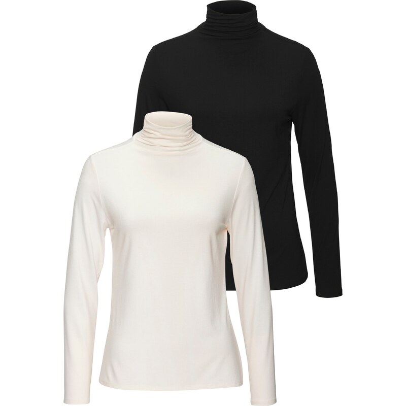 LASCANA Tričko čierna / biela ako vlna 61943954