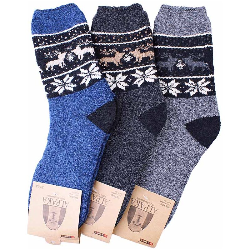 Pánske ovčie ponožky Alpaca Nórsky vzor Vločka 36223308
