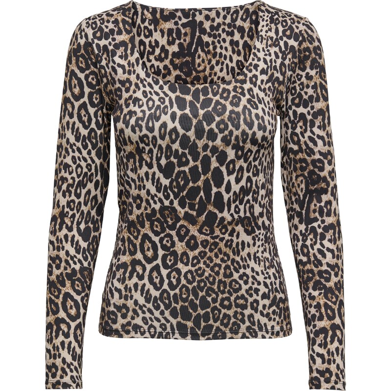 ONLY Tričko hnedá / čierna / biela ako vlna 63149596