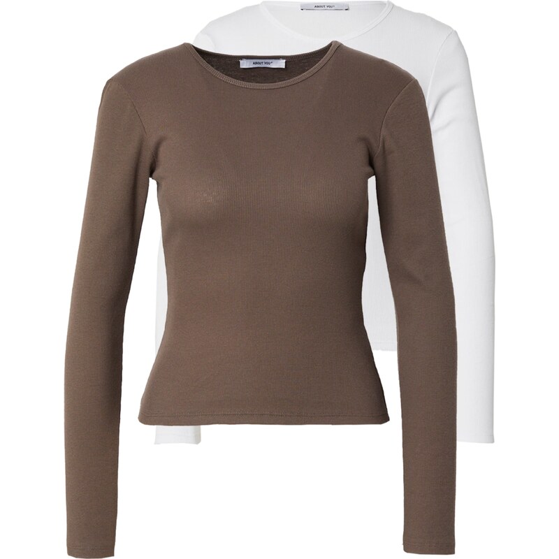 ABOUT YOU Tričko Insa hnedá / biela 63150115