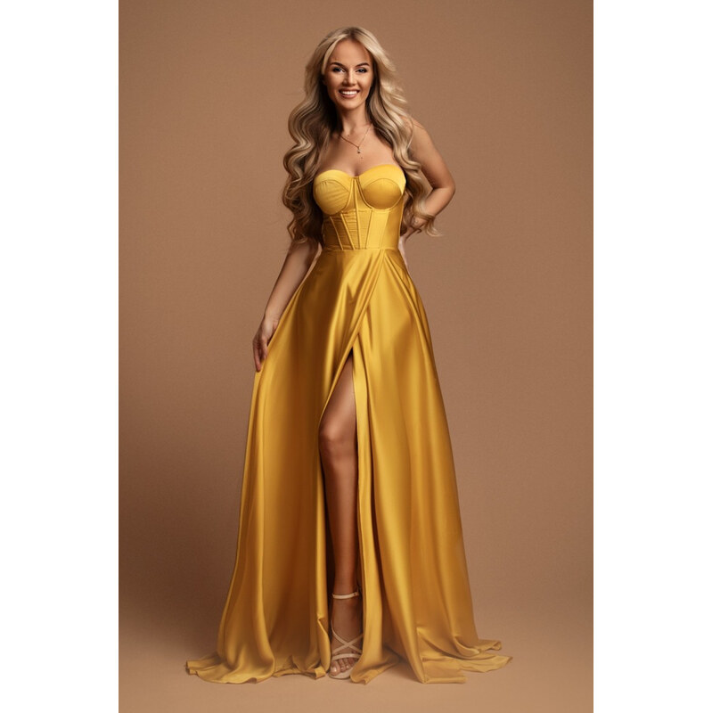 miadresses.sk Žlté spoločenské šaty s korzetom 60515159