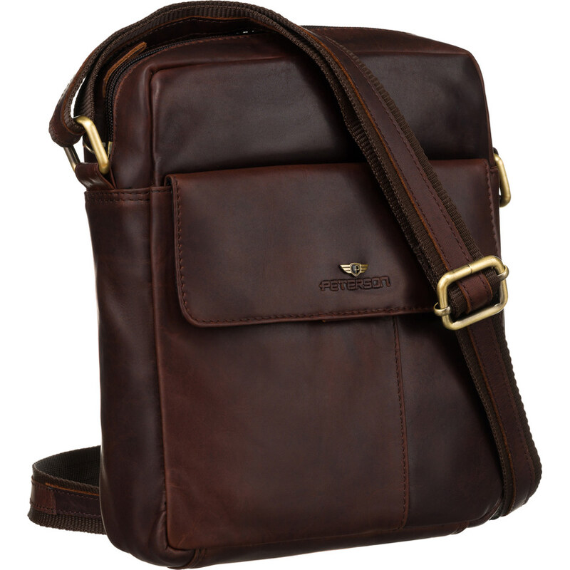 Hnedá kožená crossbody taška pre pánov - Peterson 60517853