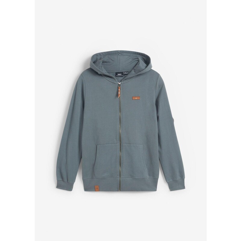 bonprix Mikinová bunda s kapucňou z čistej bavlny, farba zelená 47208088