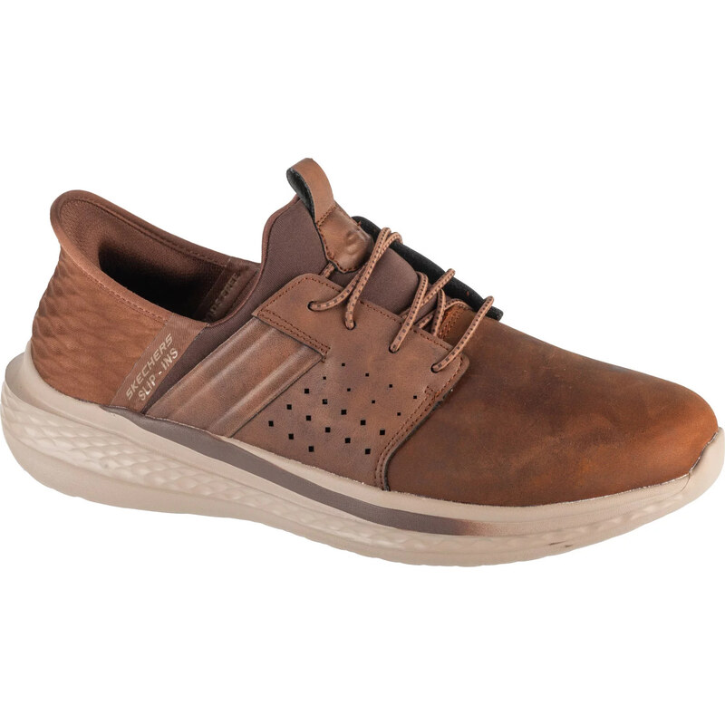 Hnedé pánske kožené tenisky Skechers Slip-Ins: Slade - Zachary 210828 60518857