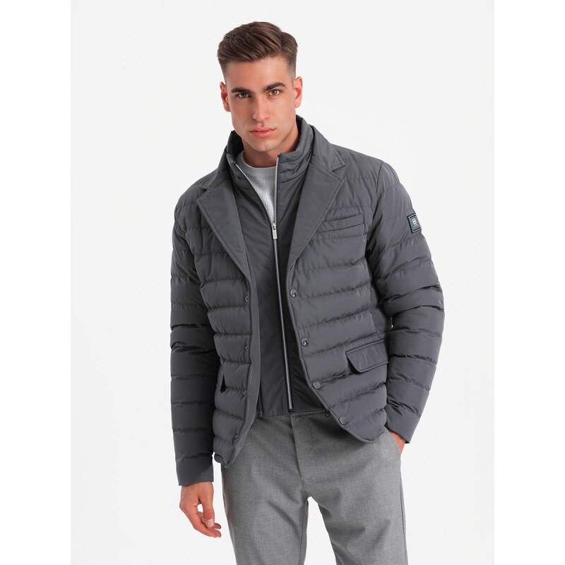 Ombre Mens quilted jacket with jacket cut - graphite 64783078
