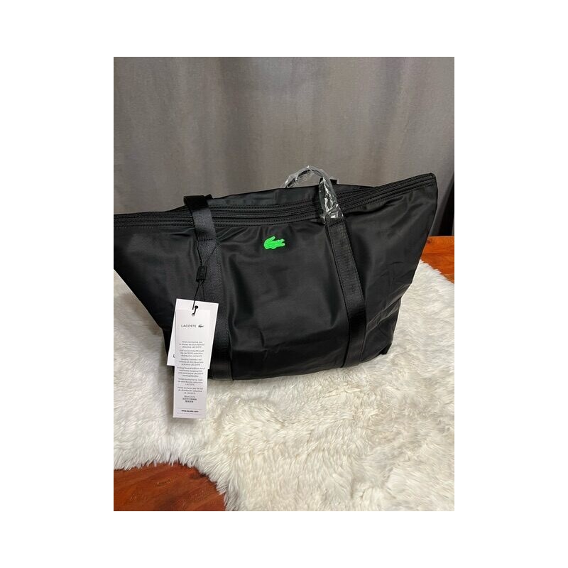 Dámska Šúprtová kabelka LACOSTE Shopping bag NOIR VERT FLUO 60113442