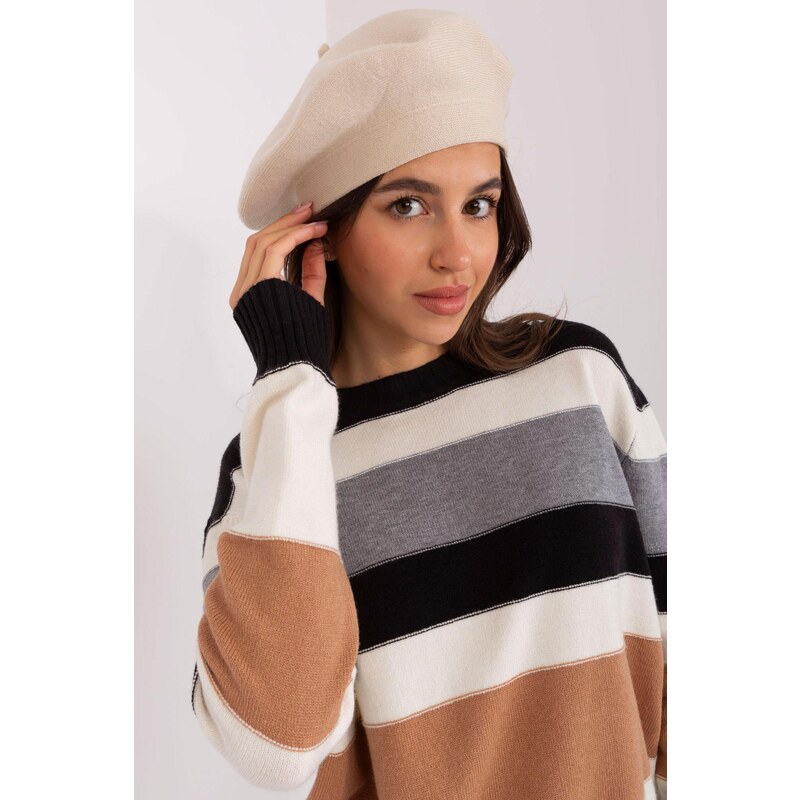 MladaModa Dámska čiapka baretka model 30582 svetlá béžová 60534566