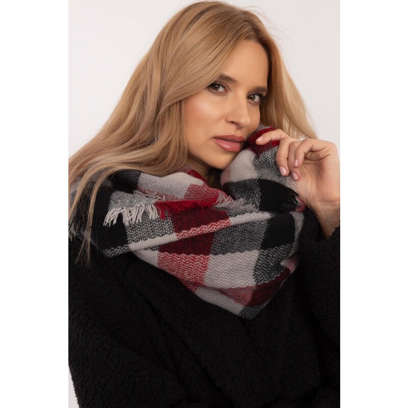 MladaModa Hrejivý dámsky komín s károvaným vzorom model 50296 čierny 60534574