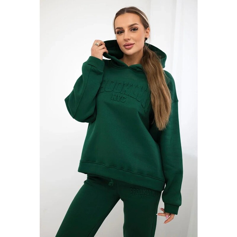 MladaModa Zateplená tepláková súprava Brooklyn NYC tmavozelená 46952265