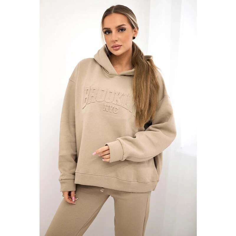 MladaModa Zateplená tepláková súprava Brooklyn NYC svetlá béžová 46952267