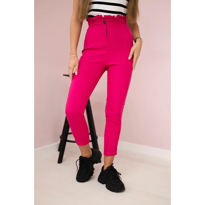MladaModa 7/8 nohavice s nariasením v páse model 9371 fuksiové 46496321