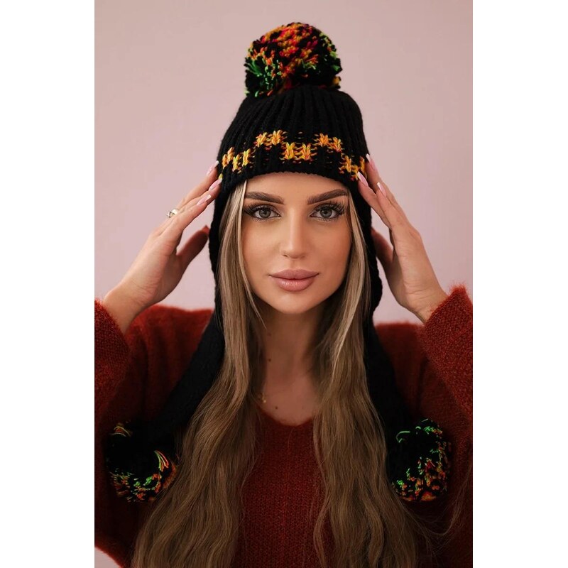 MladaModa Dámska čiapka s dlhými ušami Nadia K321 čierna 36917949