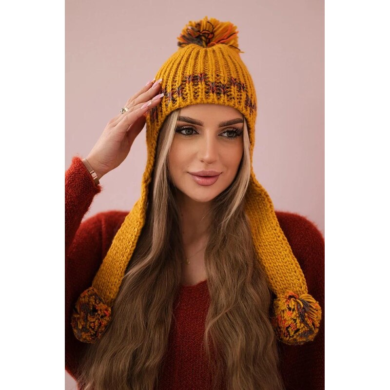 MladaModa Dámska čiapka s dlhými ušami Nadia K321 horčicová 36917951