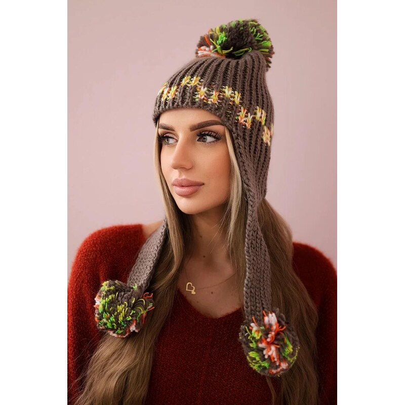 MladaModa Dámska čiapka s dlhými ušami Nadia K321 farba cappuccino 36903175