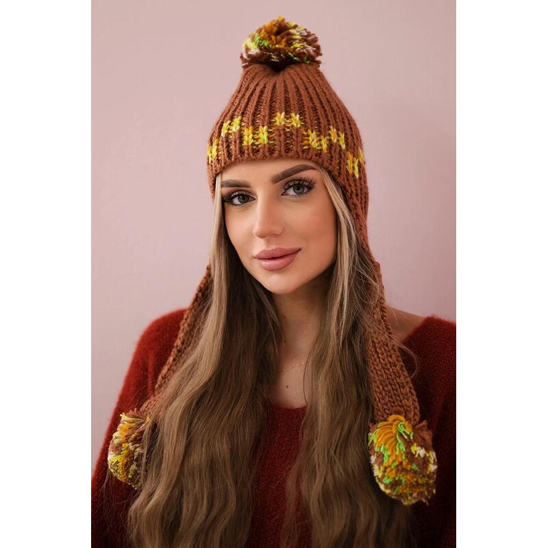 MladaModa Dámska čiapka s dlhými ušami Nadia K321 farba camel 36917945