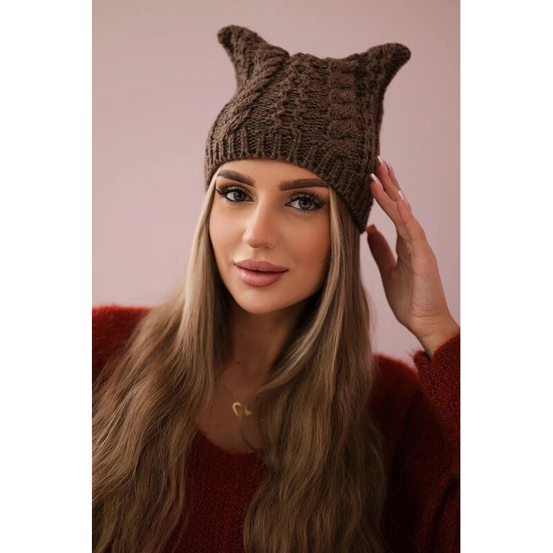 MladaModa Dámska čiapka Rabbid K237 farba cappuccino 36430820