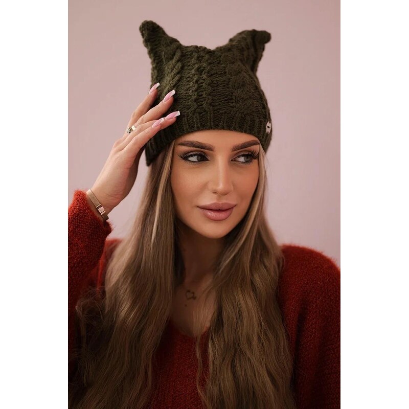 MladaModa Dámska čiapka Rabbid K237 farba khaki 36430822