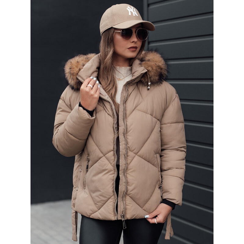 BASIC Dámska krátka béžová zimná prešívaná bunda LESISI TY4715 60536727