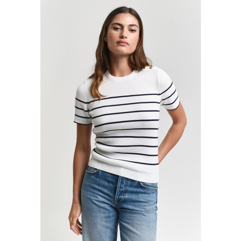 Sveter gant ribbed breton c-neck cream 60556952