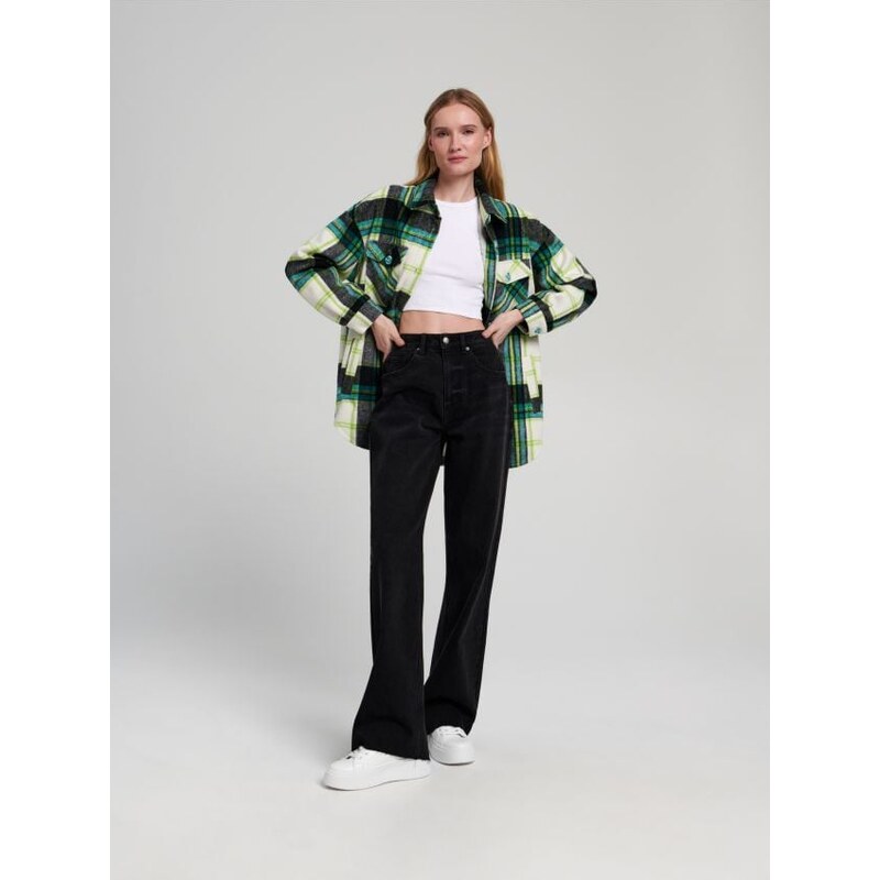 Sinsay - Košeľová bunda so zmesou vlny - svieža zelená 66011828