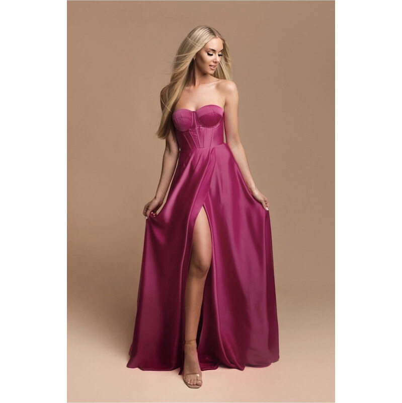 miadresses.sk Tmavoružové spoločenské šaty s korzetom 60564822