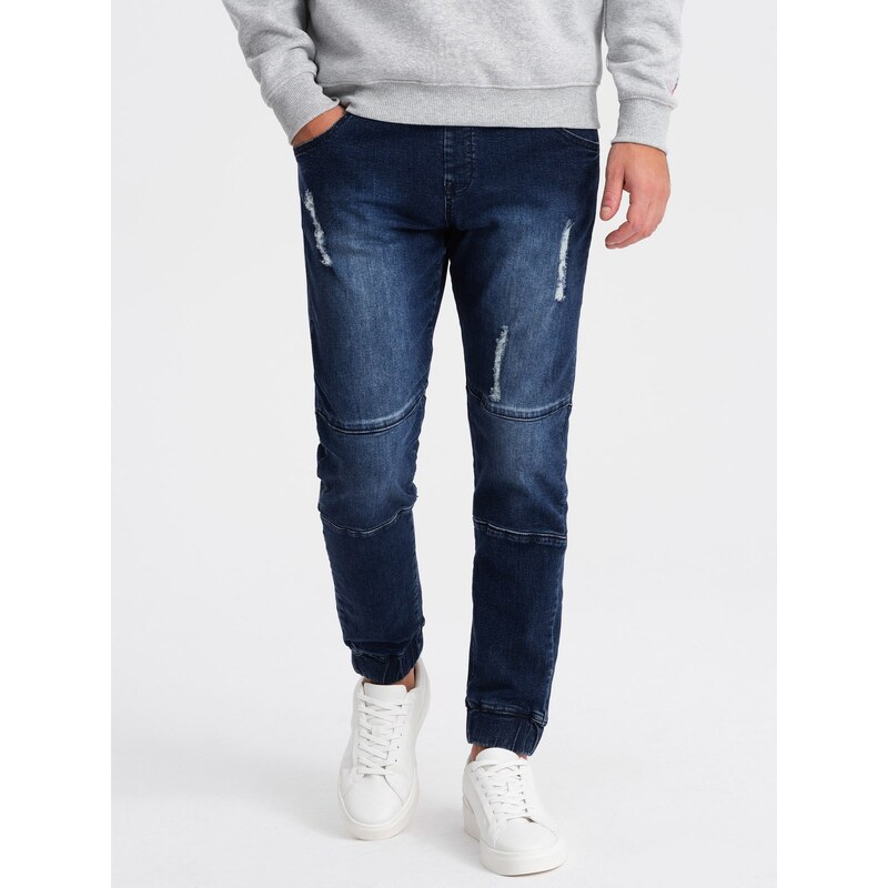 Ombre Mens marbled JOGGER pants with rubbing - dark blue 66096079