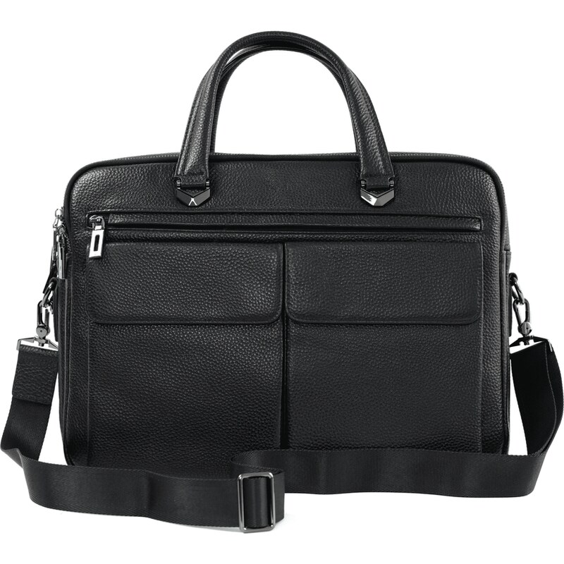 SOLIER Čierna pánska kožená taška TORBA SL33 PORTER 252310 60578533