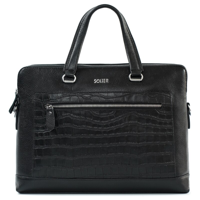 SOLIER Dámska kožená taška na notebook SILVANNA FL33 SELVANNA BLACK 60578538
