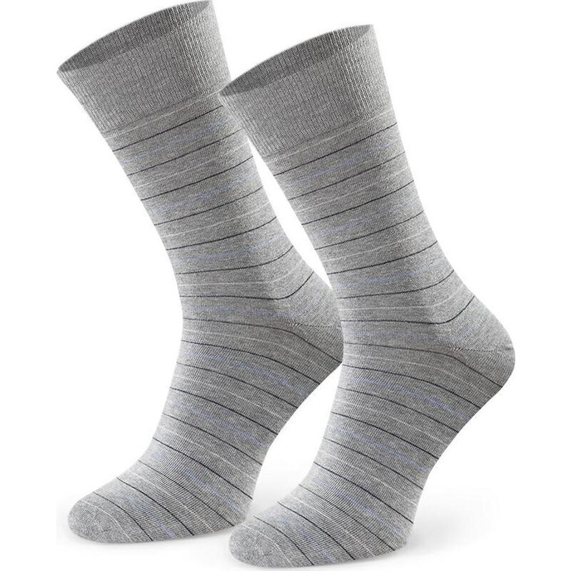 BASIC Sivé melanž pánske pruhované ponožky Art.056 IC241, GRAY MELANGE 60578550