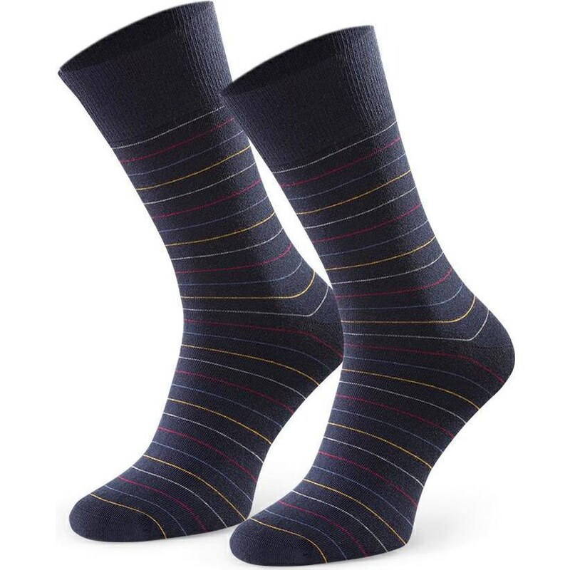 BASIC Tmavomodré pánske pruhované ponožky Art.056 IC242, NAVY BLUE 60578551