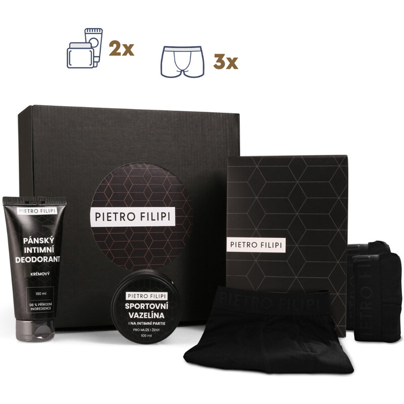 Pánska darčeková sada 3PACK boxerky a kosmetika Pietro Filipi (5PAJK2) 60759294