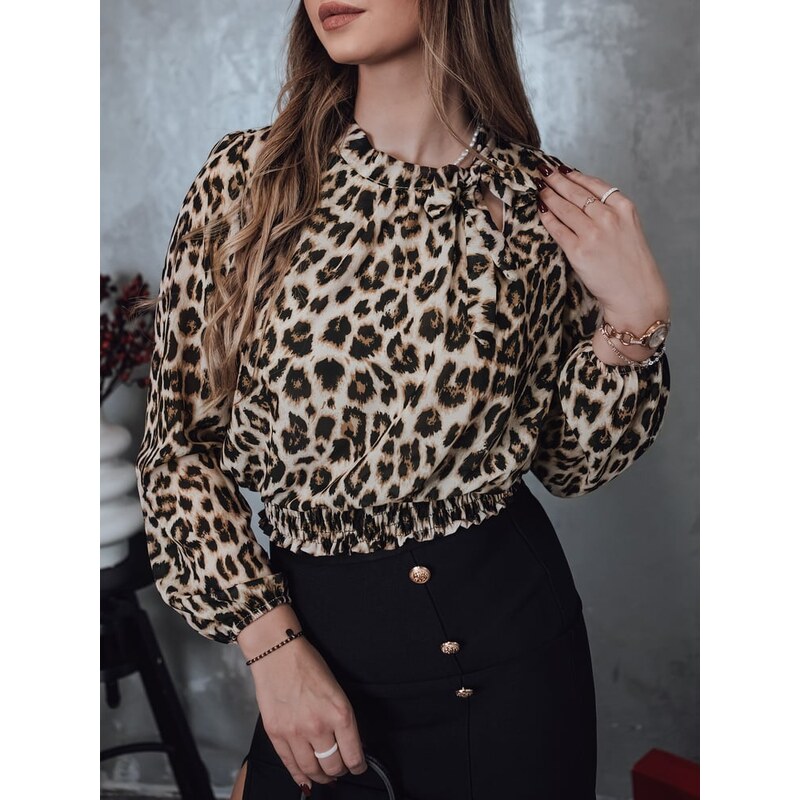 DStreet Dámska blúzka oversize s leopardím vzorom 60610195