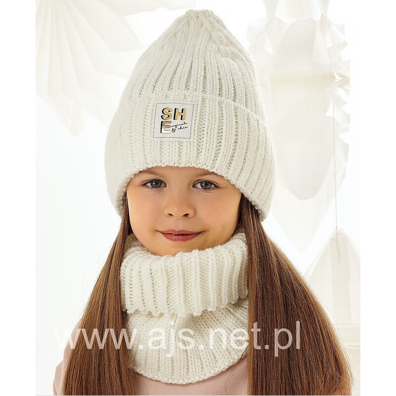 Dievčenská súprava AJS 48-393 čiapka + nákrčník 57715084