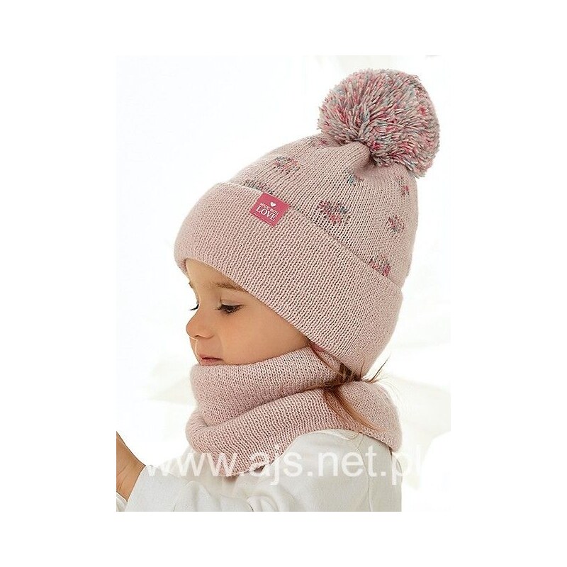 Dievčenská súprava AJS 48-364 čiapka + nákrčník 57731701