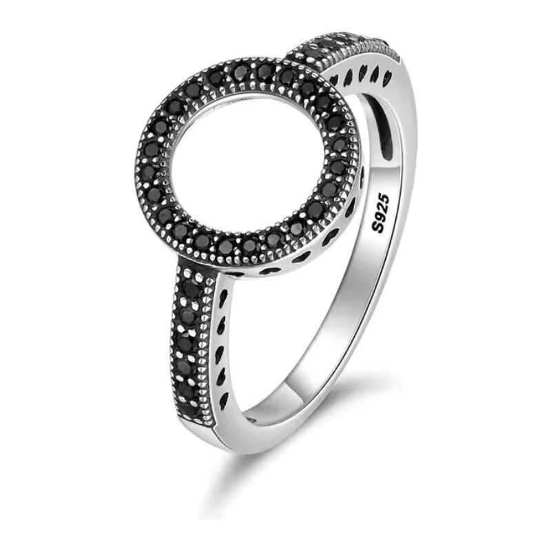 MAJYA Strieborný prsteň BESSA s čiernymi zirkónmi 11343/7 64582215