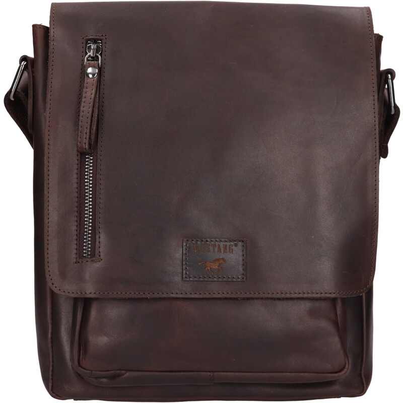 Pánska kožená taška cez rameno Mustang Hugo - tmavo hnedá 24830662