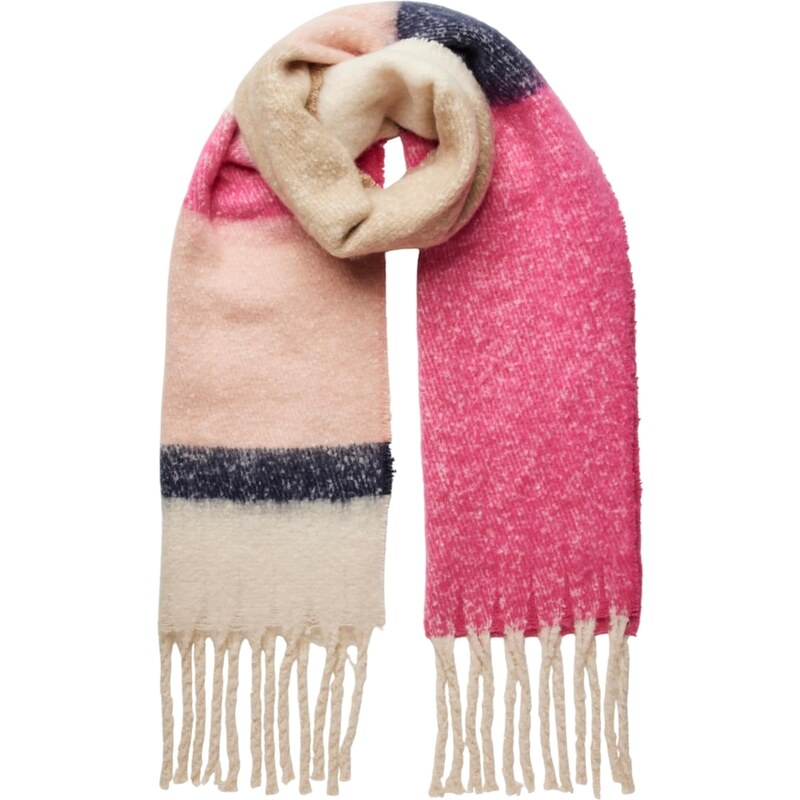 PIECES Šál BEA béžová / pastelovo ružová / tmavoružová / čierna 59771852