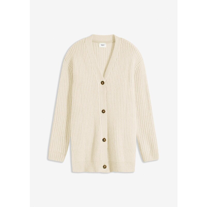 bonprix Pletený sveter s podielom vlny, farba biela 60614274