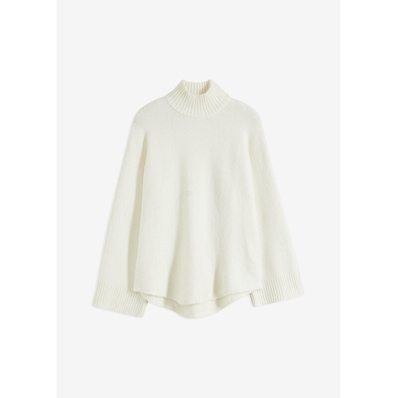 bonprix Pulóver so stojacím golierom, farba biela 60614305