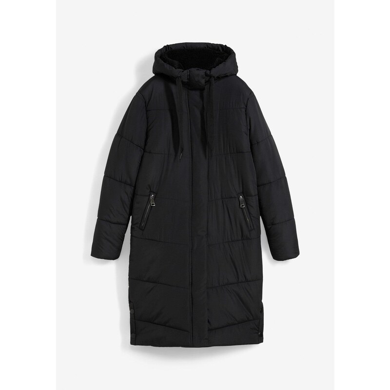 bonprix Prešívaný kabát s kožušinkovou podšívkou na kapucni, farba 60614349