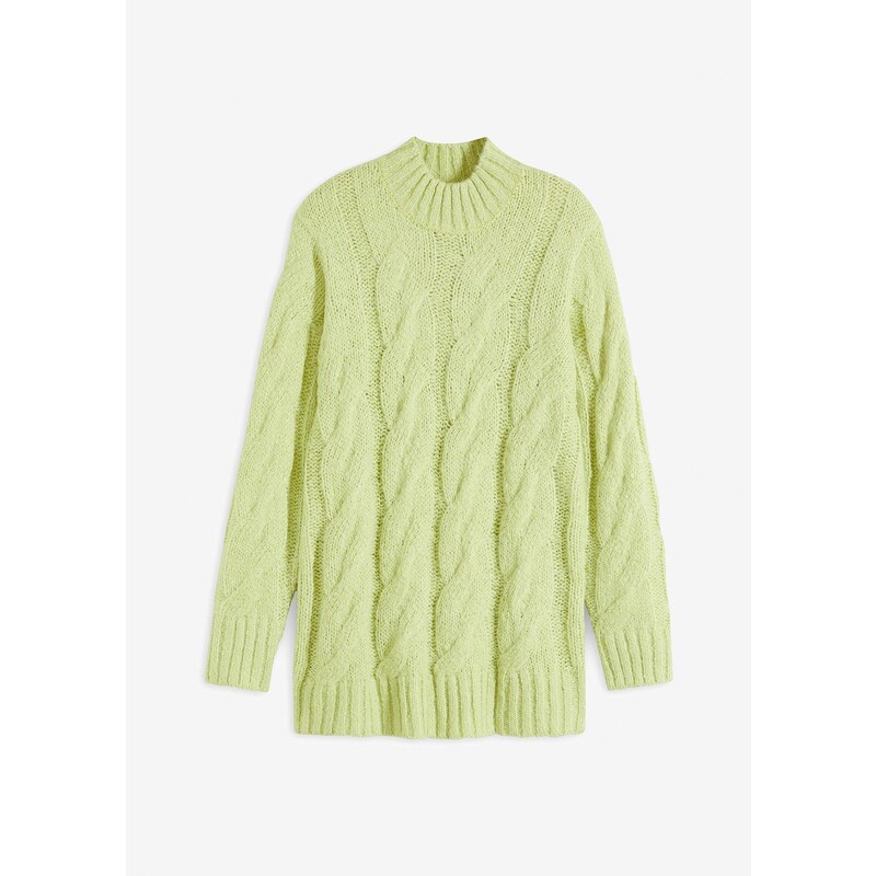 bonprix Pulóver s osmičkovým vzorom, farba zelená 60614353