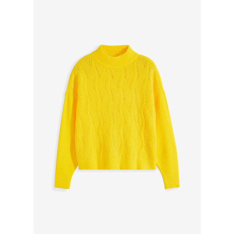 bonprix Pulóver boxy so štruktúrou, farba žltá 60614380