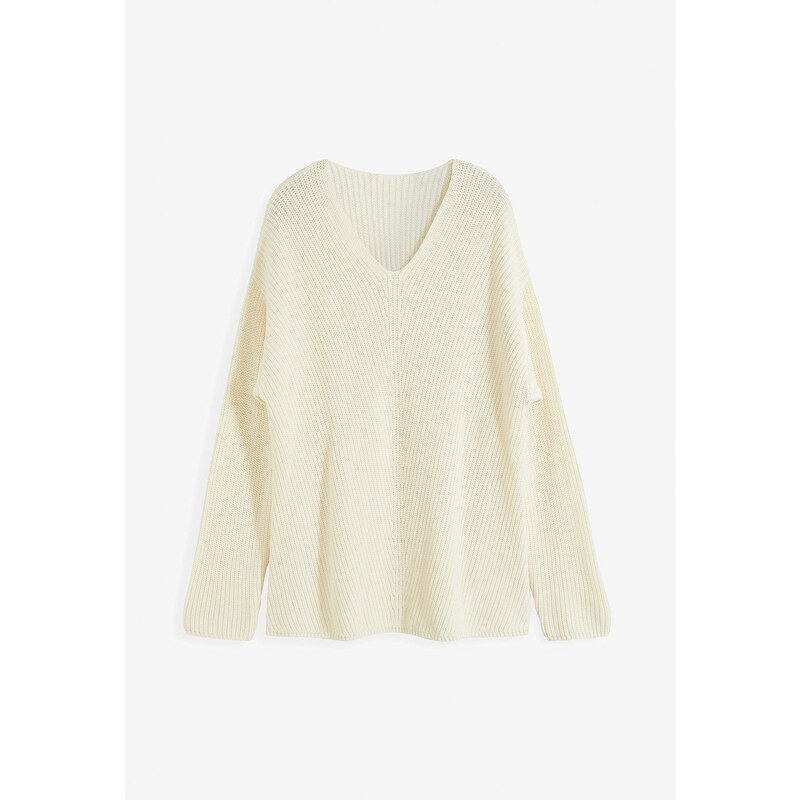 bonprix Oversize pulóver z vlneného mixu, farba biela 60614415